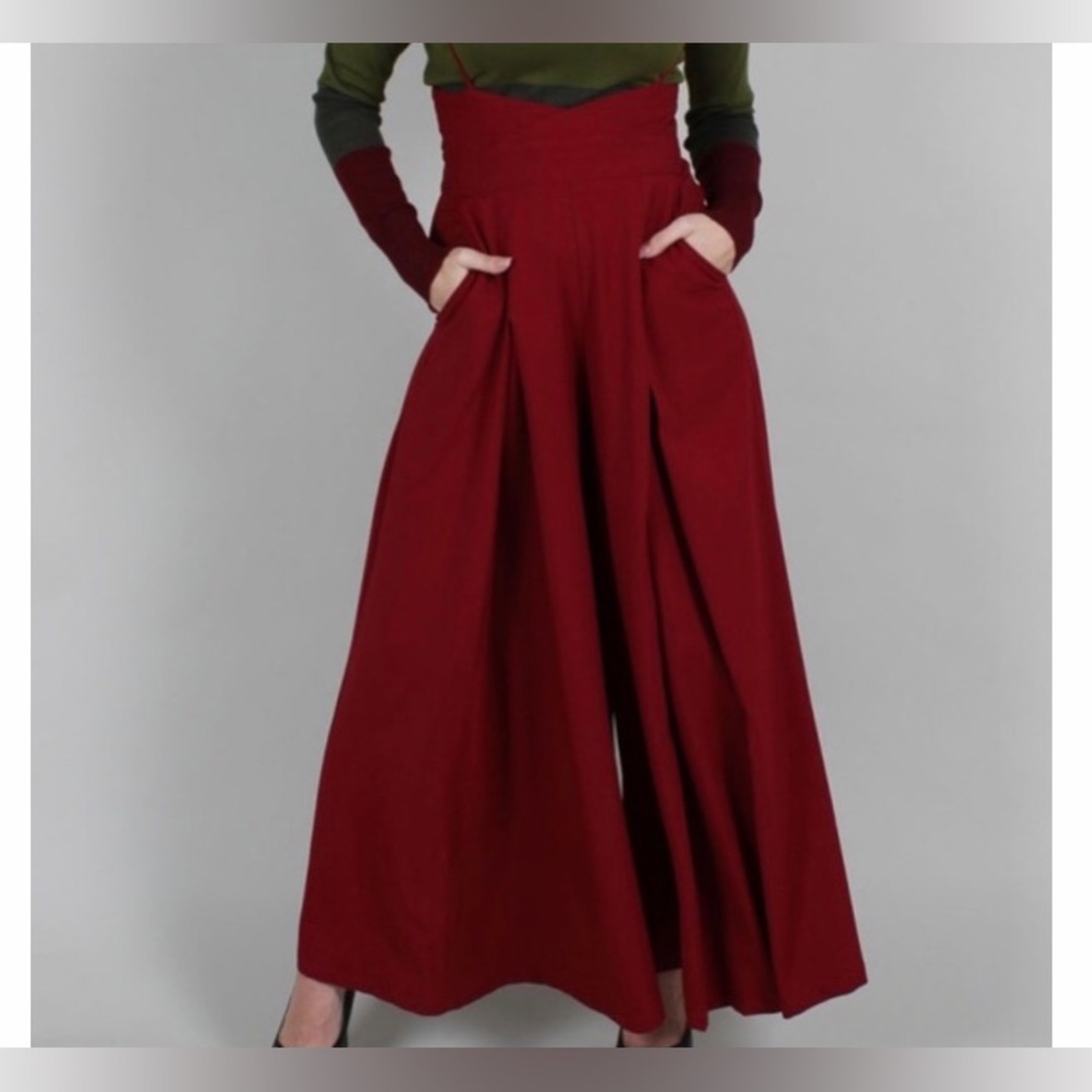 Voodoo Vixen Wide Leg Pants in Deep Red
